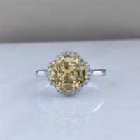 Bague Trèfle à Quatre Feuilles en Argent Sterling 925 Plaqué Rhodium avec Citrine/Grenat Naturel, Vente en Gros Usine, Idéale pour Femme, Cadeau ou Tenue de Soirée