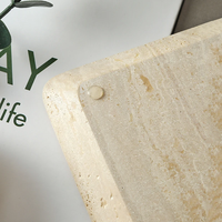 SAIDKOCC assiette en travertin Beige pour pâtisserie fromage Dessert café plateau en marbre naturel pour bouteilles de savon de salle de bain serviette de maquillage