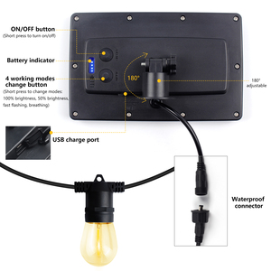 Portable 29ft(8.8m) 10 Pieces S14 Bulbs Led String <strong>Lights</strong> <strong>Outdoor</strong> Waterproof <strong>Solar</strong> Powered Camping <strong>Light</strong> String - Product Image 4