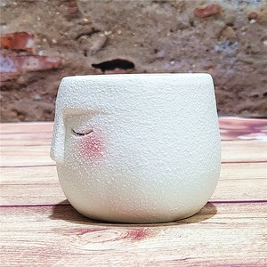 Cartone animato forma del viso smaltata ceramica succulenta pianta verde vaso di fiori per la casa e <span class=keywords><strong>giardino</strong></span> contenitore - Product Image 6