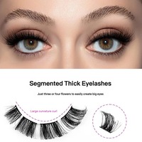 Lot de 10 paires de faux cils 3D volumineux segmentés, style dramatique bouclé et épais, pour extension de cils DIY