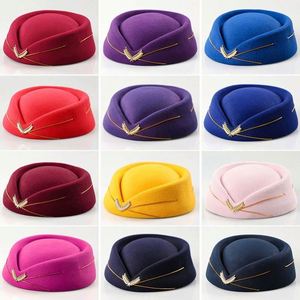 Gorra de Azafata, Gorro de Aeromoza, Uniforme de Aerolínea para Mujer, Boina de Azafata, Gorra Lisa de Alta Calidad OEM Azul para Mujer - Product Image 2