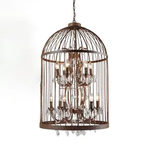 American Country Vintage Birdcage K9 Crystal Bird Cage Chandeliers Pendant Lights