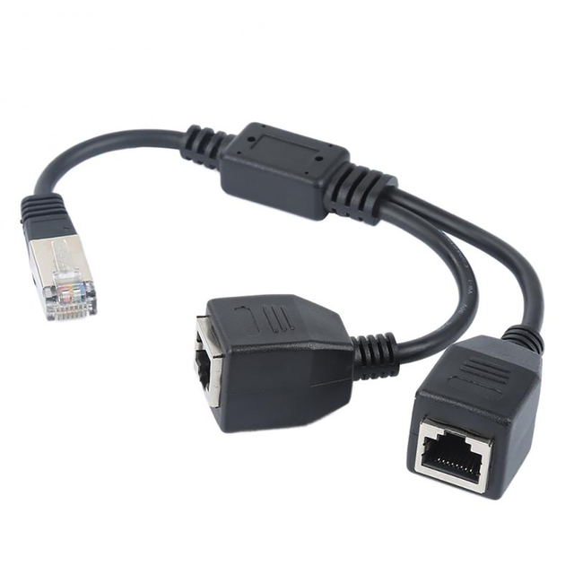 RJ45 Internet Adapter Cable Male to 2 Female RJ45 Splitter Ethernet 2-in-1 Internet Adapter Cable Separator