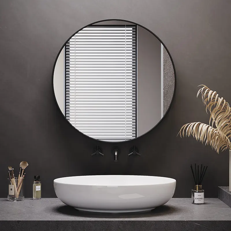 Custom Aluminum Alloy Large Round Black Gold Frame Circle Miroir Spiegel Mounted Bathroom Decor Wall Hanging Mirrors