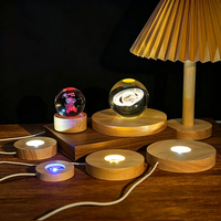 Support de lampe LED sans fil personnalisé, lampe de nuit ronde en bois, lampe de table LED, lampes de table 3D, support de lampe, charge USB, décoration intérieure