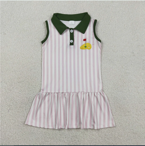 Robe d'été pour filles, longueur genou, imprimé rayures roses, GSD3142, pour bébés filles - Product Image 3