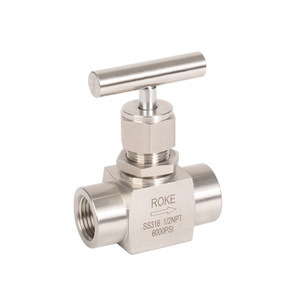 ROKE <b>Needle</b> <b>Valve</b> SS316 1/2NPT 6000PSI Straight Through High Pressure - Product Image 1