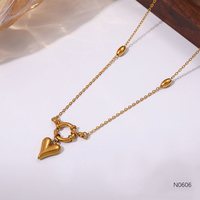 Collier Y-Lariat en acier inoxydable plaqué or 18 carats avec long pompon et pendentif cœur rond, chaîne de pull pour femme, accessoires d'hiver