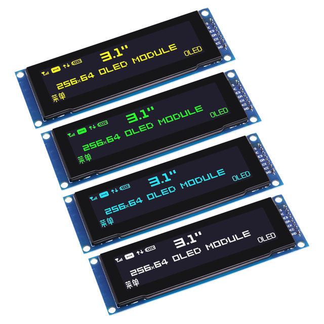 Hot Sales Real OLED Display 3.12" 256*64 25664 Dots Graphic LCD Module Display Screen LCM Screen SSD1322 Controller Support SPI