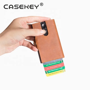 Tarjetero de Cuero Genuino con Protección RFID para Hombre, Tarjetero Delgado de Aluminio para Tarjetas de Crédito e Identificación, Mini Cartera Multifuncional - Product Image 3