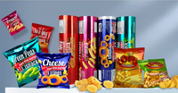 Film d'emballage alimentaire imprimé en rouleau, plastique BOPP laminé, emballage flexible en rouleau pour sachets de bonbons, chips, snacks, biscuits