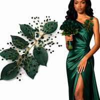 Appliques multifonctions pour femmes à coudre, en strass, feuilles métalliques, fleurs 3D en cristal, en PVC et feutre non tissé, pour chapeaux et bandeaux