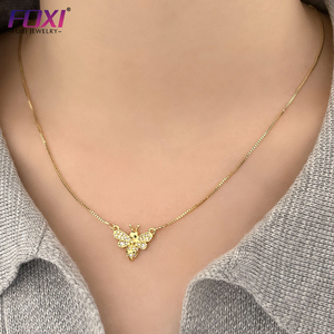 Collar con colgante de abeja para niños <span class=keywords><strong>y</strong></span> mujeres, animal, dorado <span class=keywords><strong>y</strong></span> plateado - Product Image 2