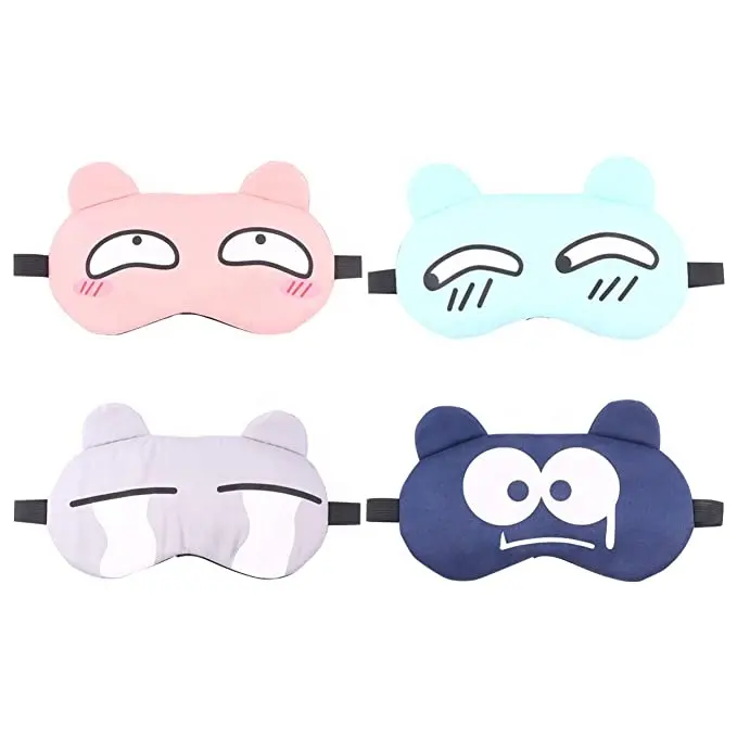 Yeni moda özel sevimli hayvan tasarımı peluş yastıklı köpük çocuklar göz kapağı gece seyahat altında özel uyku ipek göz maskesi