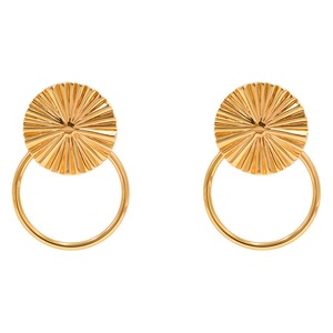 French Style Metallic Lotus Leaf Drop Earrings Gold Geometric Plant Design Fashion Jewelry - Product Image 5