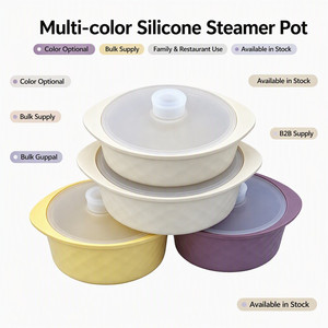 Bol vapeur pliable en silicone de qualité alimentaire, résistant à la chaleur, pour la cuisson vapeur des aliments pour bébés, avec logo personnalisé, vente en gros - Product Image 1