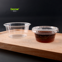 Boîte de conditionnement alimentaire en plastique de 1 oz et 2 oz, boîte de conditionnement pour salade, ketchup, sauce, récipient en plastique jetable, gobelet à sauce en plastique