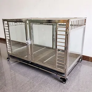 Ein schicht ige Doppeltür aus gehärtetem Glas, anpassbare Luxus-Hundekäfig-Metall zwinger