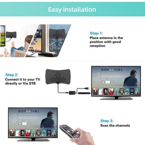 <span class=keywords><strong>Antenne</strong></span> <span class=keywords><strong>TV</strong></span> numérique HD 4K 1080P ATSC européenne et américaine pour intérieur, DVB-T2 avec gain de 35DBI, câble coaxial de 3,5 m, montage mural, 75 ohms - Product Image 3