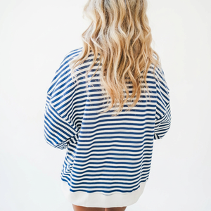 Custom Women Striped Mockneck Sweatshirt Oversized USA Varsity Letter Patch <b>Pullover</b> Academic Campus Wear Heavyweight <b>Jumper</b> - Product Image 3