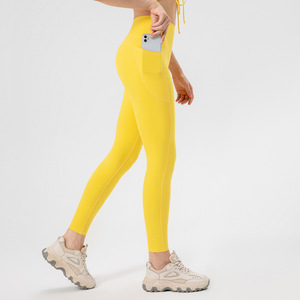 Respirant taille haute Yoga pantalon pour femmes solide course Fitness sport nu sensation pantalons longs contrôle du ventre <span class=keywords><strong>soleil</strong></span> grande taille - Product Image 6