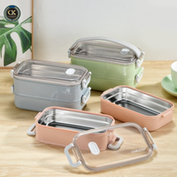 Boîte à lunch double compartiment en acier inoxydable personnalisable, hermétique et anti-fuite, pour usage quotidien en extérieur