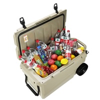 Glacière rotomoulée à roulettes 50QT, robuste et portable, avec poignée et roues tout-terrain pour la pêche et le camping