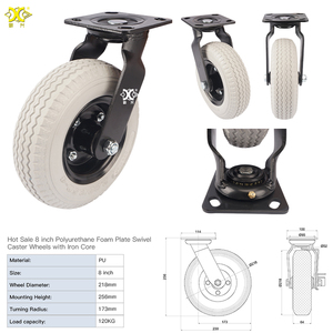 Werkseitig angepasste 8-Zoll-Hochleistungs-PU-Schaumrollenräder mit Bremse für den industriellen Transport OEM - Product Image 4