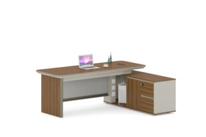 L-vormig houten directiebureau modern ergonomisch design opbergkast hoge kwaliteit natuurlijke houtstructuur voor luxe kantoor - Product Image 3