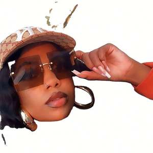 Lunettes de soleil oversize sans monture dégradées de luxe pour femme et homme, monture carrée sans cadre rouge UV400, collection 2021 - Product Image 3