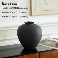 Vase en céramique noir à grande capacité, vase à fleurs vintage haut de gamme, ornements décoratifs, vases en céramique hydroponiques pour la décoration de la maison