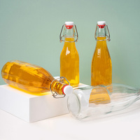 Bouteille en verre hermétique à couvercle basculant de 1L pour limonade fermentée et boissons gazeuses – Emballage en gros