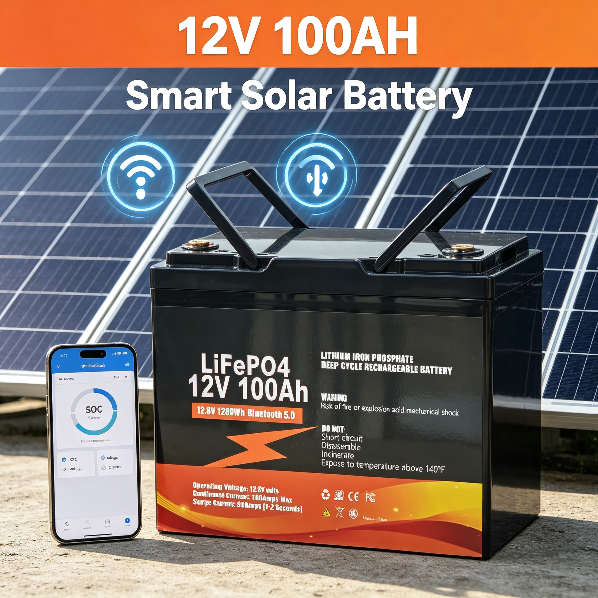 Fuyue <strong>12V</strong> <strong>100Ah</strong> LiFePO4 Solar <strong>Lithium</strong> <strong>Battery</strong> 8000 Cycles Deep Cycle <strong>Battery</strong> for Home Energy Storage System