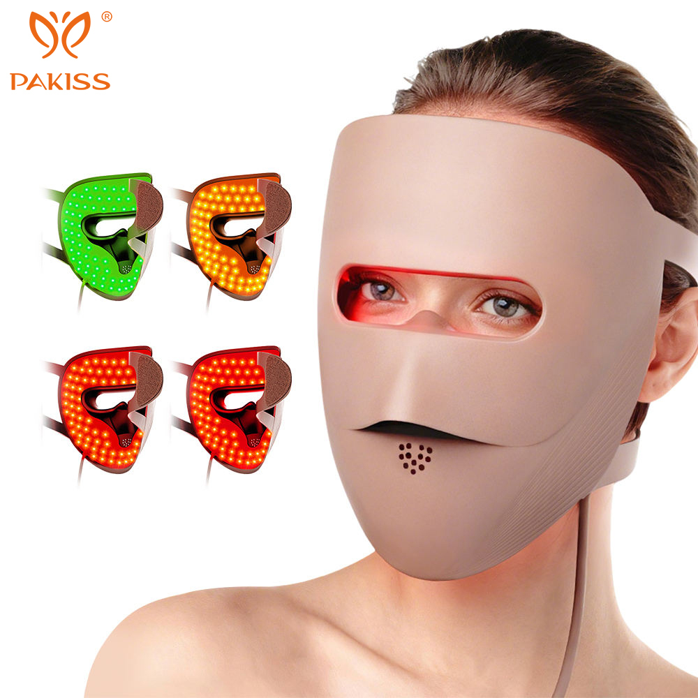 PAKISS 328 LEDs Wholesale LED Light Therapy Mask - Photon Face Mask with Green 525nm / Yellow 590nm / Red 660nm / NIR 850nm