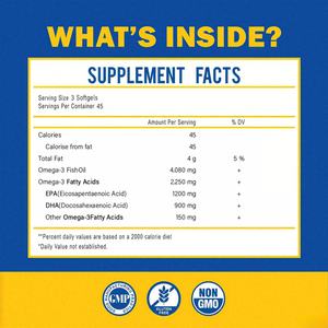 Aceite de Pescado Omega 3 Francés Premium 1200mg EPA 900mg DHA Triple Potencia Alta Pureza para la Salud del Cerebro, Corazón y Ojos, Suplemento - Product Image 3