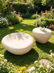 Ensemble <span class=keywords><strong>de</strong></span> tables basses modernes en résine, aspect pierre lisse, silhouette <span class=keywords><strong>de</strong></span> galet irrégulière, pour hôtel, villa, <span class=keywords><strong>jardin</strong></span>, table d'appoint <span class=keywords><strong>de</strong></span> loisirs, résistant aux UV - Product Image 2