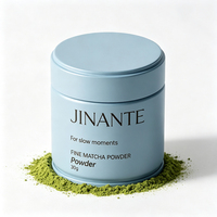 Boîte en fer blanc pour matcha 30-50g avec couvercle hermétique, personnalisable, bleu ciel, pour Hojicha, café, thé, cacao, poudre protéinée, emballage papier
