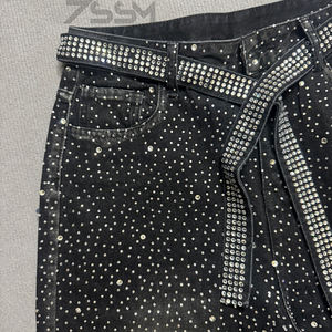 Jeans Larghi Oversize Dritti con Strass Pieni, Lavaggio Vintage Effetto Invecchiato per Uomo, Vendita all'Ingrosso - Product Image 5