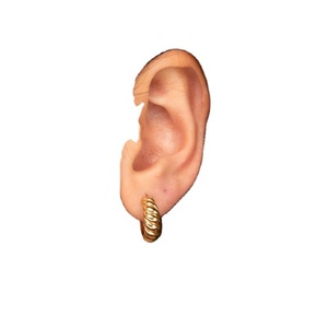 ต่างหูห่วงทรงโดมเกลียวแบบมินิมอลทำจากทองเหลืองสำหรับผู้หญิง - Product Image 2