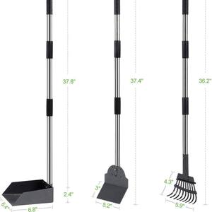 Outil de ramassage hygiénique télescopique anti-rouille avec revêtement antiadhésif, grande capacité, fournitures de nettoyage professionnelles pour le jardin, pelle à crottes de chien - Product Image 2