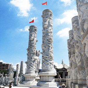 Jardín al aire libre, estatua <span class=keywords><strong>de</strong></span> piedra <span class=keywords><strong>de</strong></span> granito gris, pilar <span class=keywords><strong>de</strong></span> dragón antiguo chino, <span class=keywords><strong>escultura</strong></span> <span class=keywords><strong>de</strong></span> patio <span class=keywords><strong>de</strong></span> columna hueca tallada en <span class=keywords><strong>relieve</strong></span> para la venta - Product Image 4