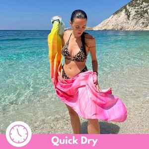 ผ้าเช็ดตัวชายหาดไมโครไฟเบอร์ซุปเปอร์ซับน้ำ แห้งเร็ว น้ำหนักเบา ไม่ติดทราย เหมาะสำหรับสระว่ายน้ำ แคมป์ปิ้ง ขนาดใหญ่พิเศษ - Product Image 2