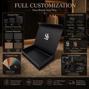 Caja de Presentación Magnética Plegable de Lujo Personalizada, Negra Clásica, Papel Rígido de 2mm de Grosor para Regalos - Product Image 4