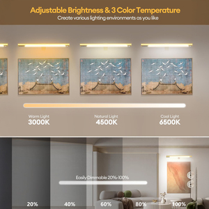 Picture Light for Wall,Rechargeable <b>Wireless</b> Remote, Dimmable Magnetic LED Art Display Light with 3 Color <b>Temperatures</b>(Gold) - Product Image 5