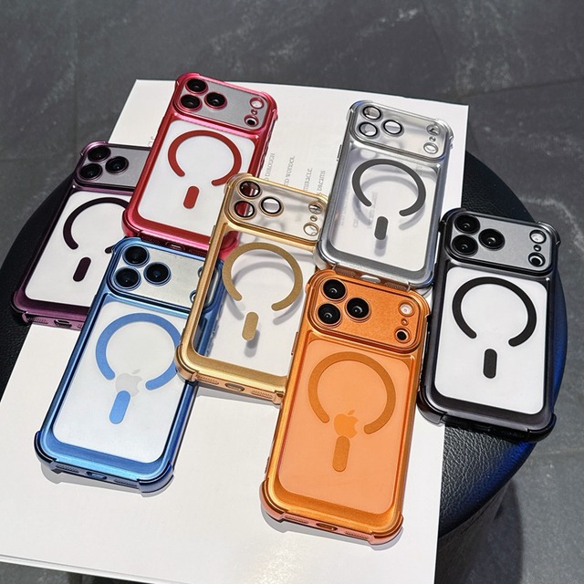 High-grade Electroplated Four-corner airbag Shockproof Transparent Magnetic Phone case for iphone 17Air13 14 Plus 15 16 Pro Max
