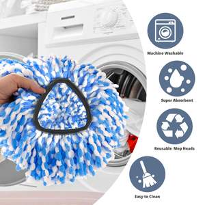 3 têtes de rechange pour système de serpillière rotative à 2 réservoirs, compatibles avec le système RinseClean, en microfibre, lavables en machine, nettoyage en profondeur facile - Product Image 6