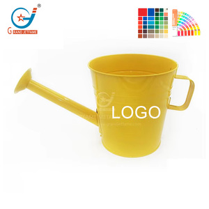 Vaso <span class=keywords><strong>per</strong></span> <span class=keywords><strong>Fiori</strong></span> a Forma di <span class=keywords><strong>Annaffiatoio</strong></span> in Metallo Giallo da 0,3 Galloni con Manico - Product Image 2