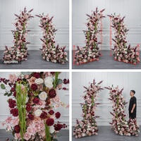 Arreglo Floral Artificial de Rosas Rosadas Borgoña para Arco, Decoración de Fondo Floral para Entrada de Boda