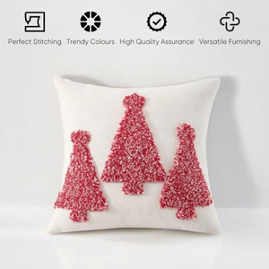 Housse de coussin en lin brodée à motif sapin de Noël, vente chaude en usine, pour canapé et chambre à coucher - Product Image 3